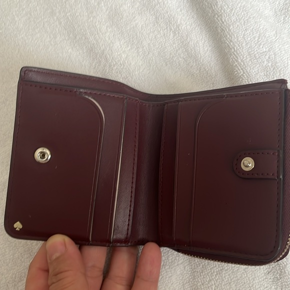 Kate Spade Small Wallet EUC floral maroon deep red white pink - Picture 6 of 8